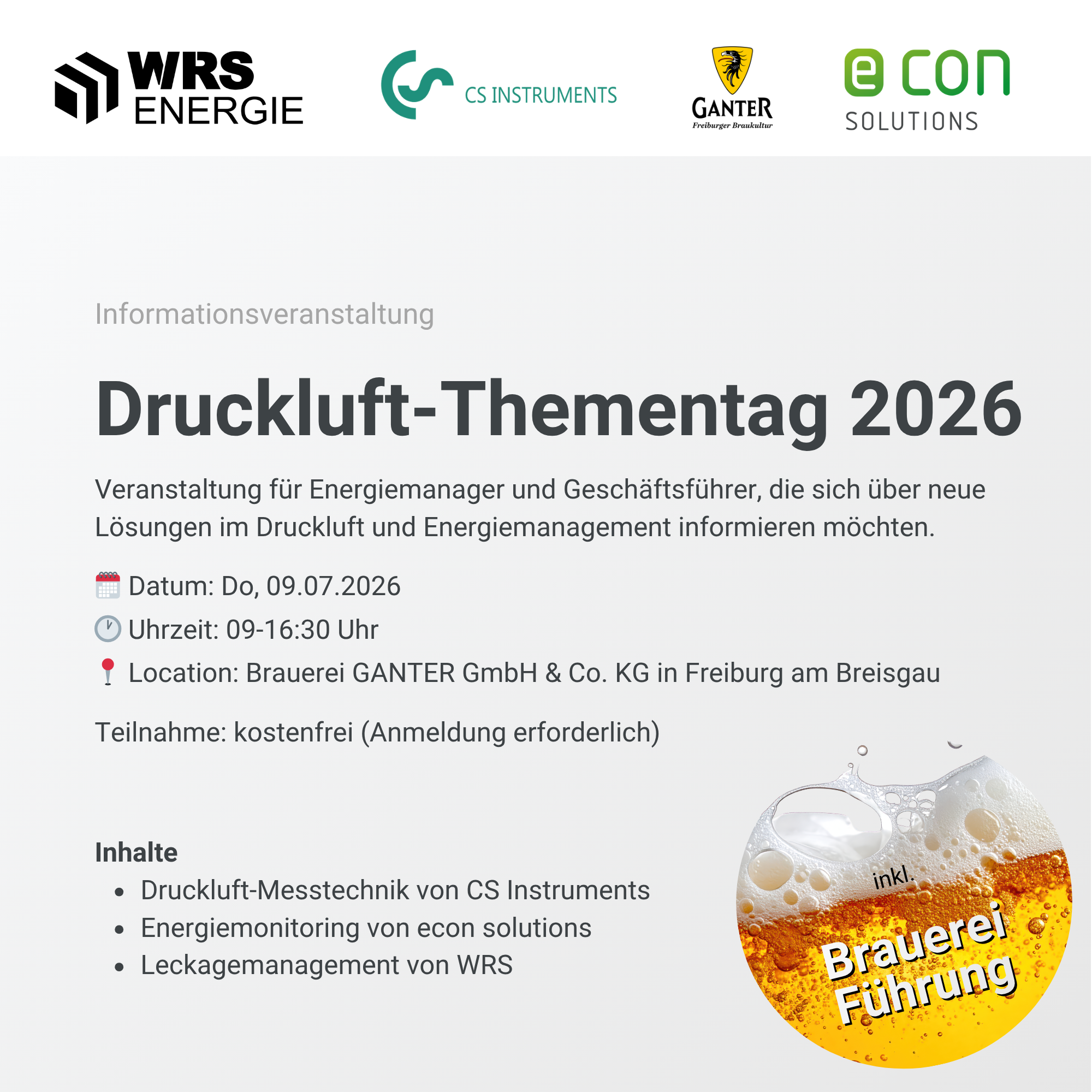Druckluftthementag 2026 Druckluft und Leckagemanagement,AnalyzAir,LeakWatch WRS Energie