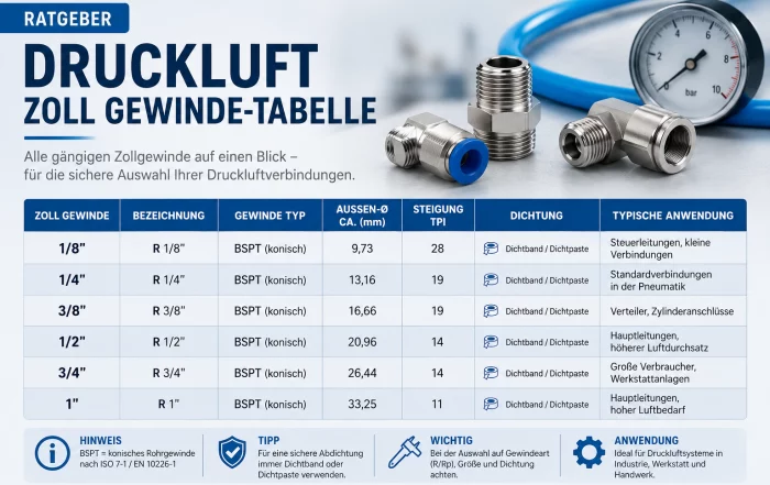 Wissenswertes 3 WRS Energie Zoll Gewinde Tabelle Wissenswertes,Druckluft,Küntliche Intelligenz und Druckluft,AnalyzAir,Energieberatung,Energiemanagement WRS Energie
